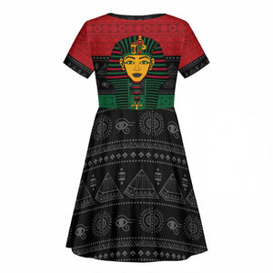 Personalized Ancient Egypt Kid Short Sleeve Dress - Pharaoh in Pan-African Colors
