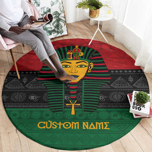 Personalized Ancient Egypt Round Carpet - Pharaoh in Pan-African Colors