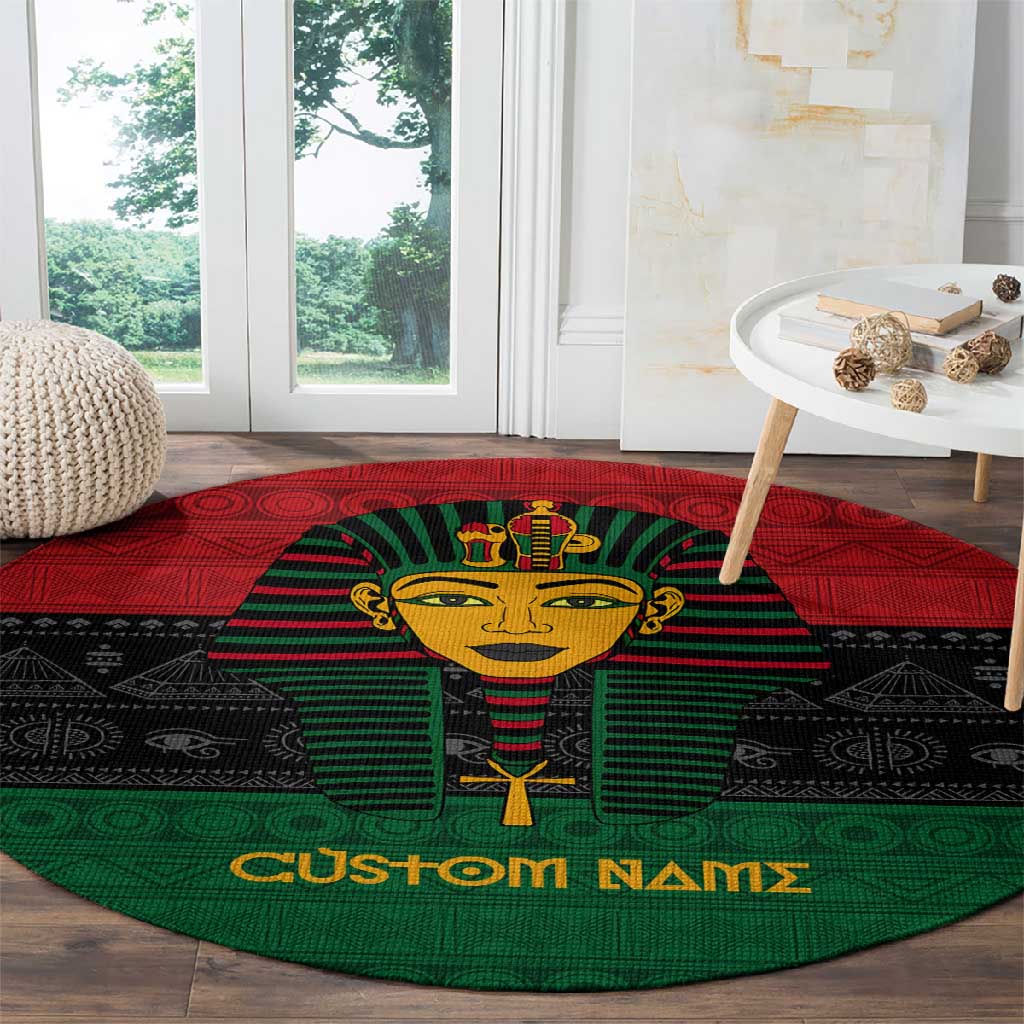 Personalized Ancient Egypt Round Carpet - Pharaoh in Pan-African Colors