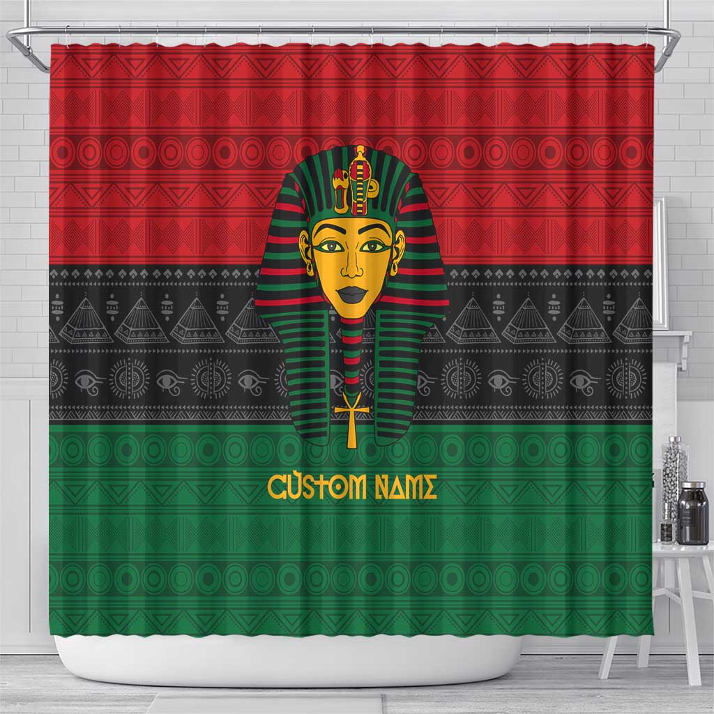 Personalized Ancient Egypt Shower Curtain - Pharaoh in Pan-African Colors