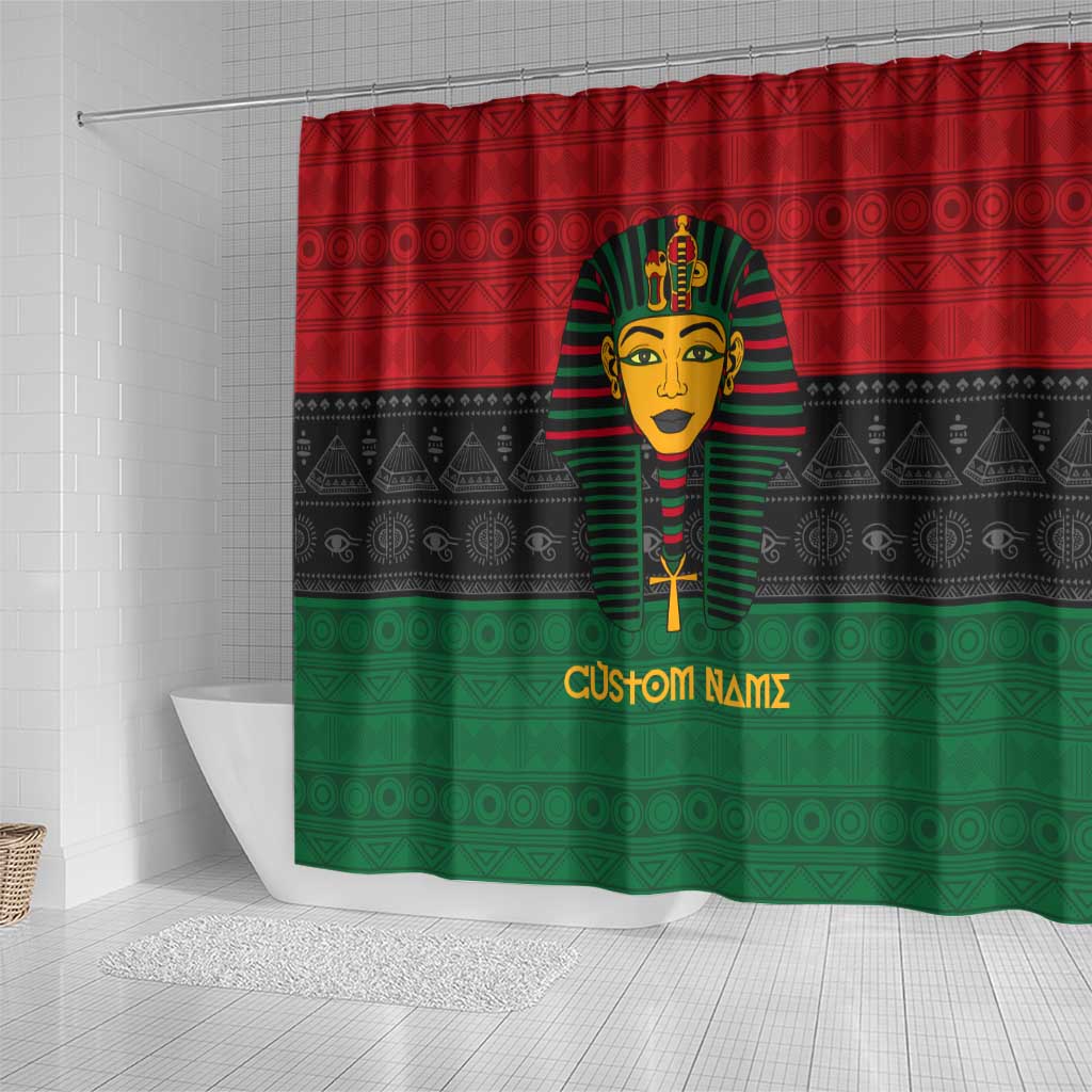 Personalized Ancient Egypt Shower Curtain - Pharaoh in Pan-African Colors