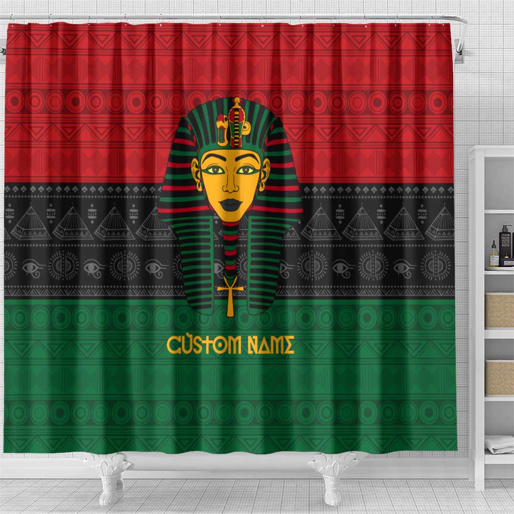 Personalized Ancient Egypt Shower Curtain - Pharaoh in Pan-African Colors