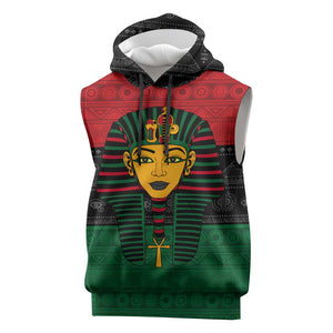 Personalized Ancient Egypt Sleeveless Hoodie - Pharaoh in Pan-African Colors - African Pride