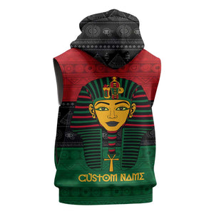 Personalized Ancient Egypt Sleeveless Hoodie - Pharaoh in Pan-African Colors - African Pride