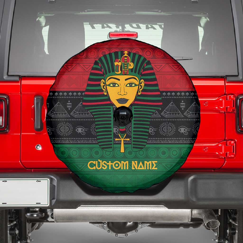 Personalized Ancient Egypt Spare Tire Cover - Pharaoh in Pan-African Colors