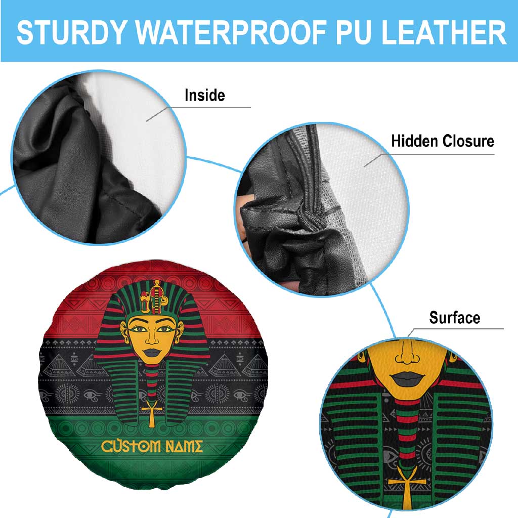 Personalized Ancient Egypt Spare Tire Cover - Pharaoh in Pan-African Colors