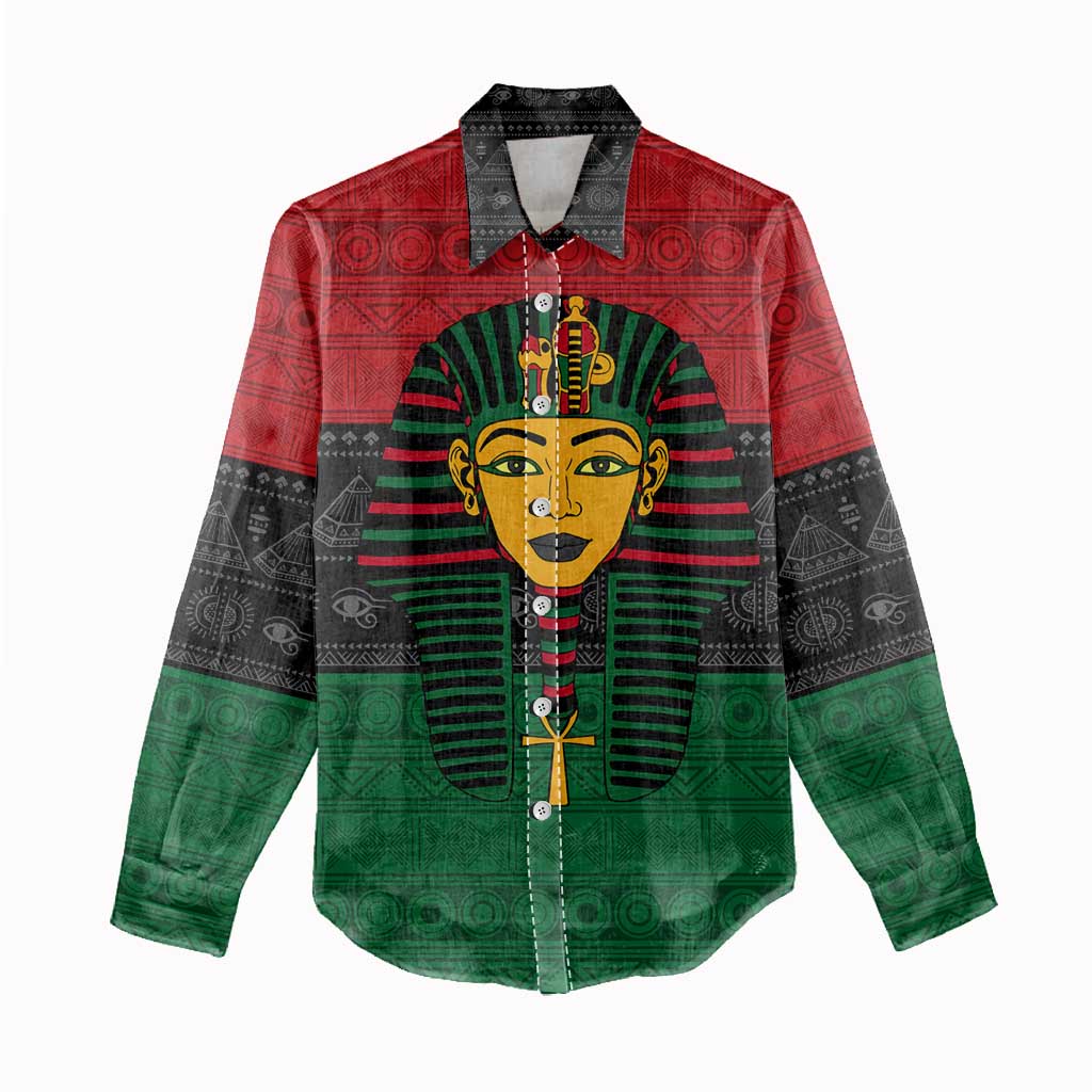 Personalized Ancient Egypt Women Casual Shirt - Pharaoh in Pan-African Colors DT02