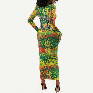 Personalized African Design Long Sleeve Bodycon Dress - Unapologetically Black DT02