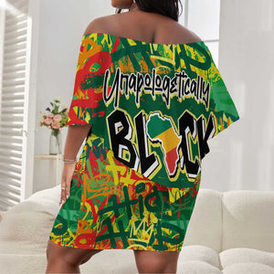 Personalized African Design Off Shoulder Short Dress - Unapologetically Black