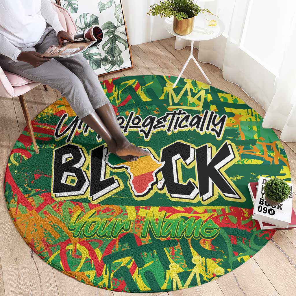 Personalized African Design Round Carpet - Unapologetically Black