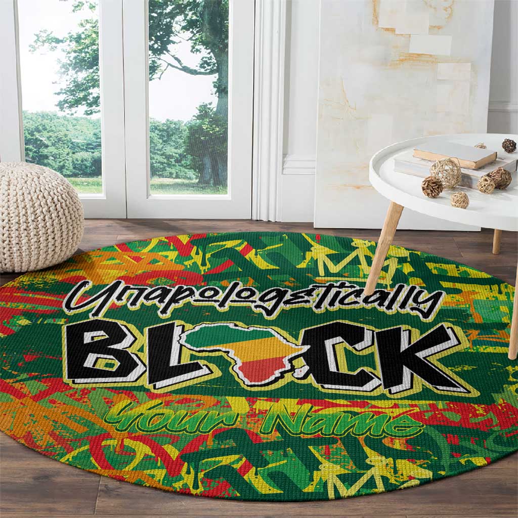 Personalized African Design Round Carpet - Unapologetically Black