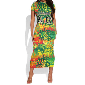 Personalized African Design Short Sleeve Bodycon Dress - Unapologetically Black DT02