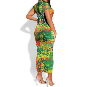 Personalized African Design Short Sleeve Bodycon Dress - Unapologetically Black DT02