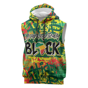 Personalized African Design Sleeveless Hoodie - Unapologetically Black - African Pride