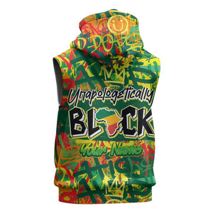 Personalized African Design Sleeveless Hoodie - Unapologetically Black - African Pride