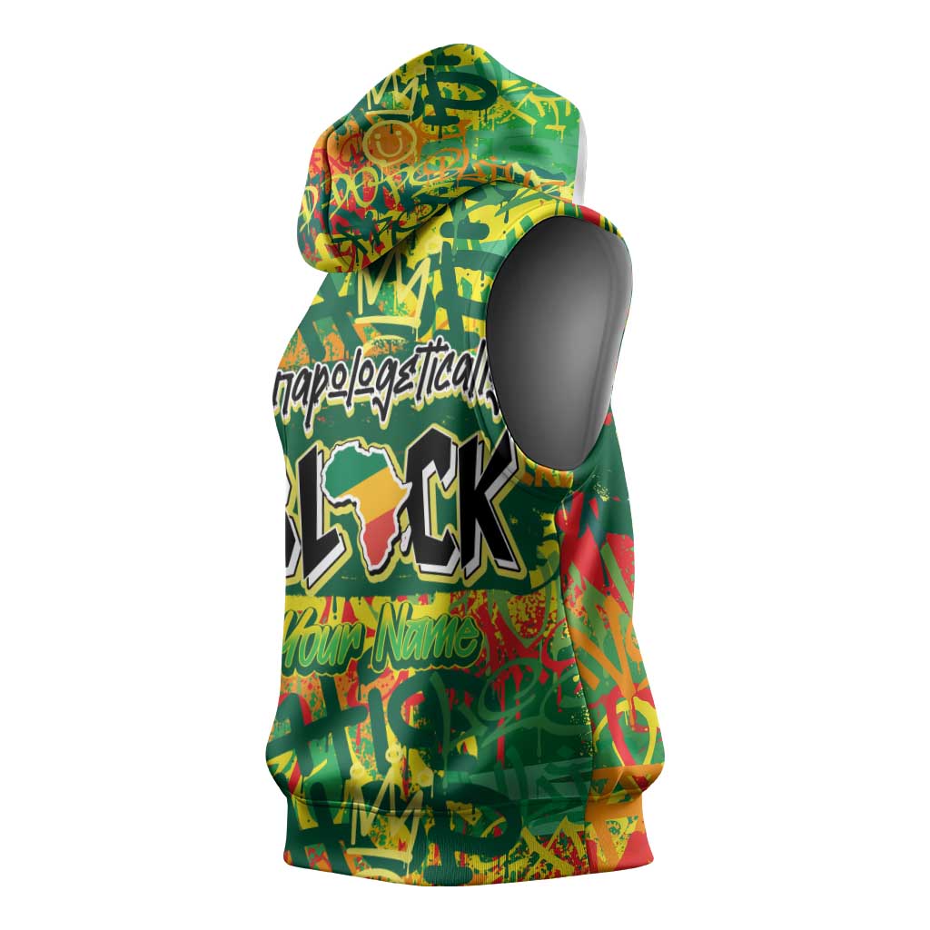 Personalized African Design Sleeveless Hoodie - Unapologetically Black - African Pride