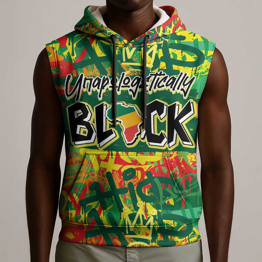Personalized African Design Sleeveless Hoodie - Unapologetically Black - African Pride