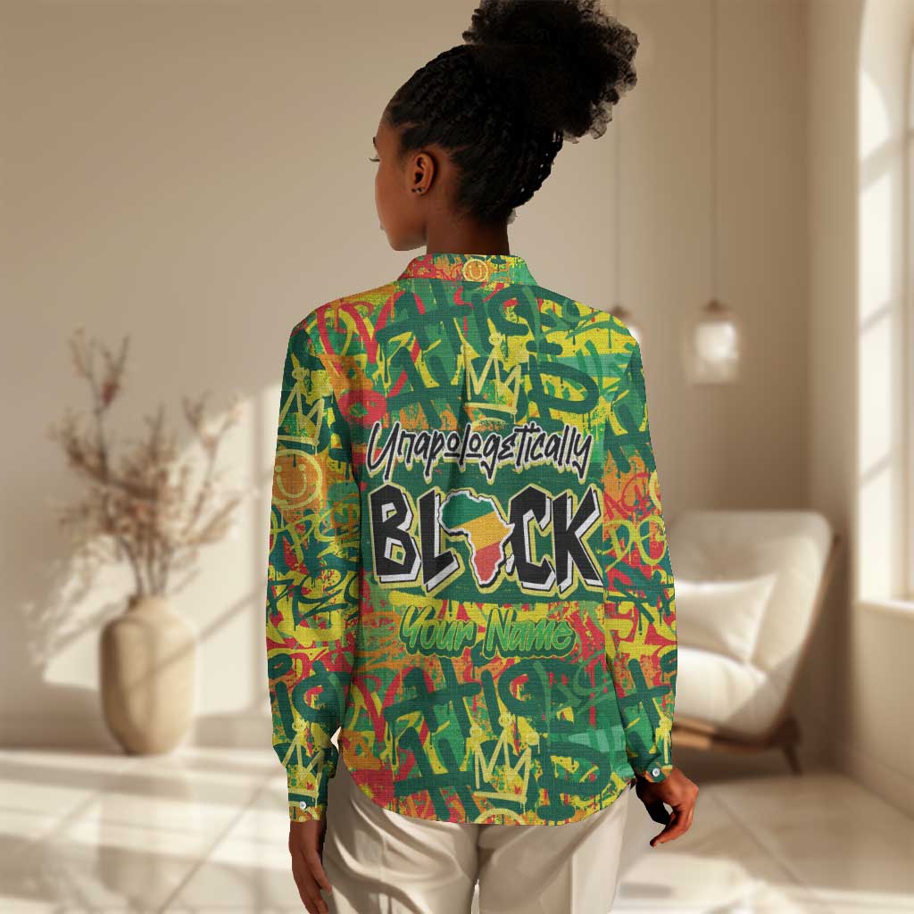 Personalized African Design Women Casual Shirt - Unapologetically Black DT02