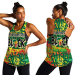 Personalized African Design Women Racerback Tank - Unapologetically Black
