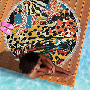 African Wildlife Beach Blanket Animal Pattern