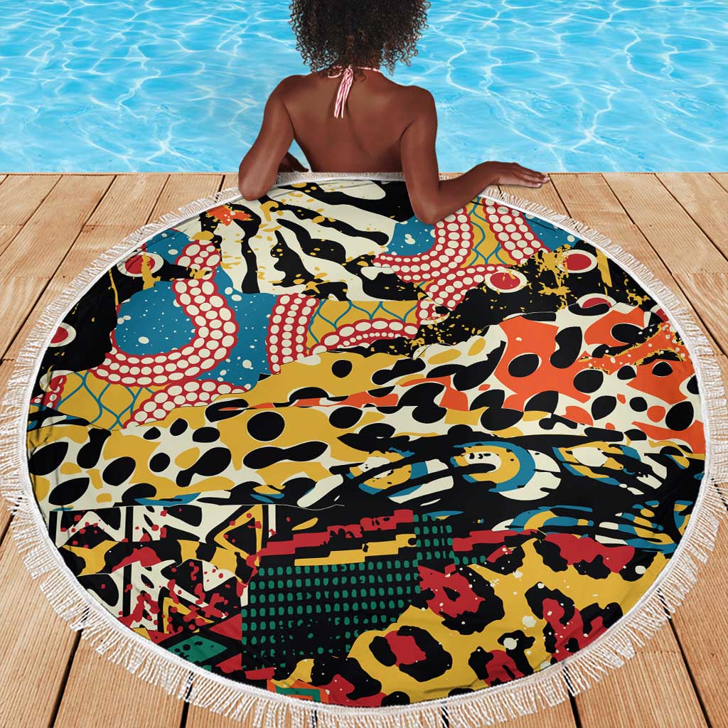African Wildlife Beach Blanket Animal Pattern