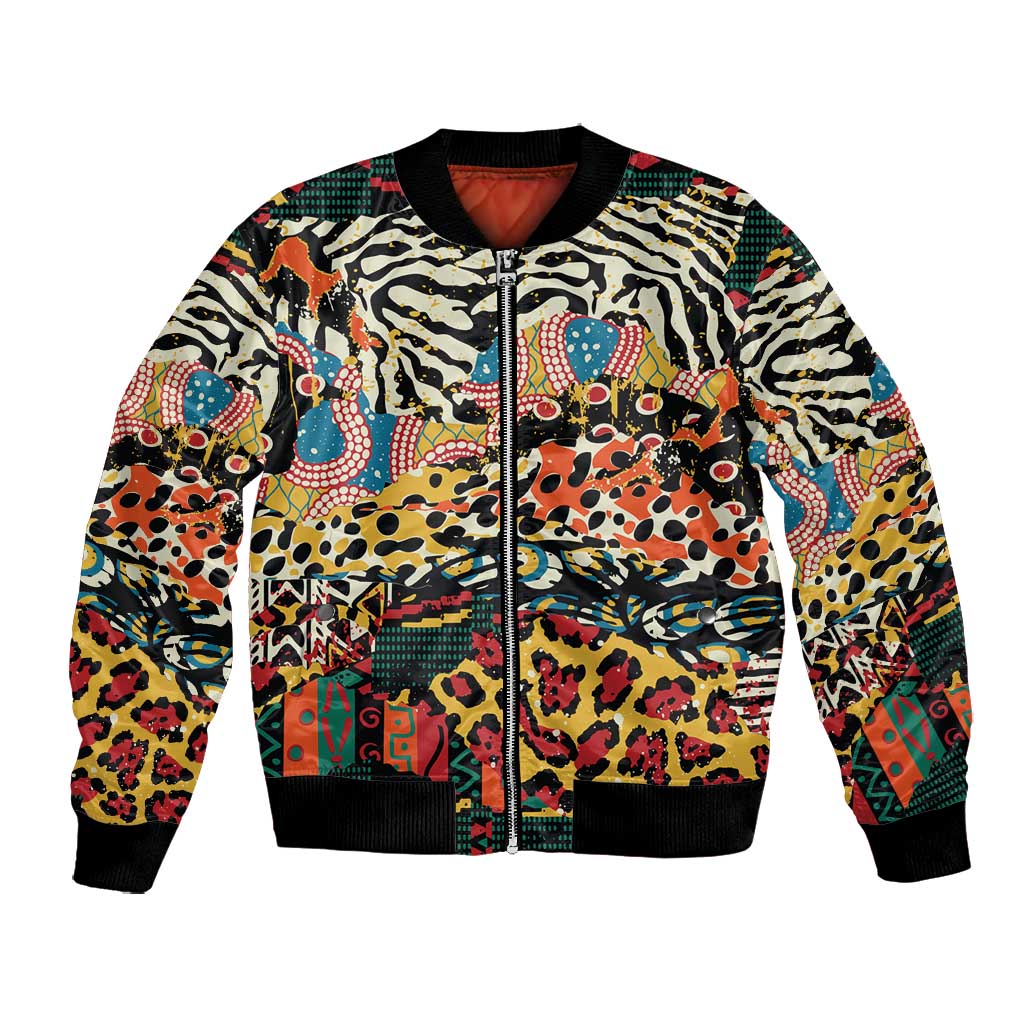 African Wildlife Bomber Jacket Animal Pattern