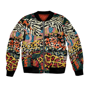 African Wildlife Bomber Jacket Animal Pattern