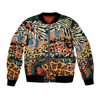 African Wildlife Bomber Jacket Animal Pattern