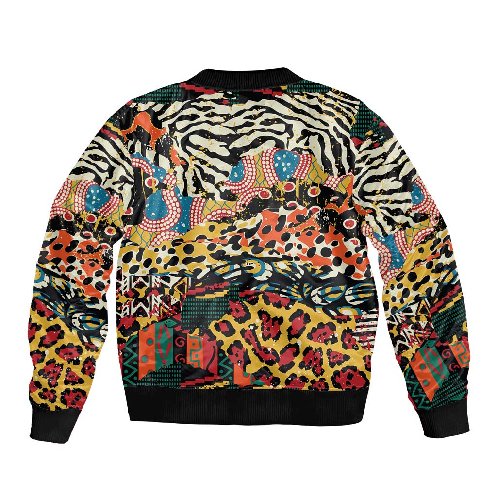 African Wildlife Bomber Jacket Animal Pattern