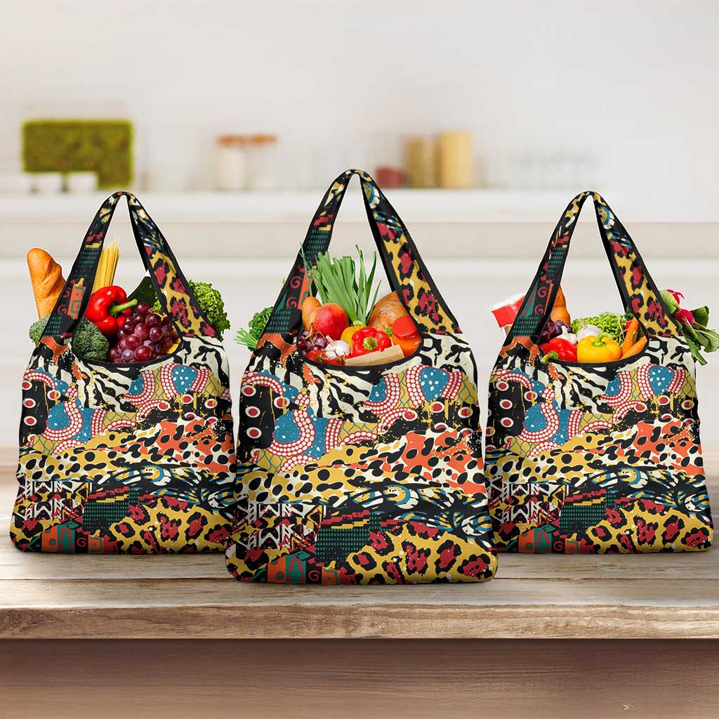 African Wildlife Grocery Bag Animal Pattern