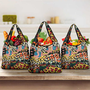 African Wildlife Grocery Bag Animal Pattern