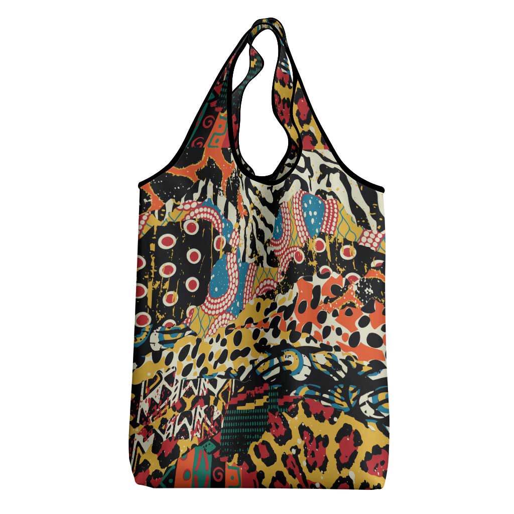African Wildlife Grocery Bag Animal Pattern