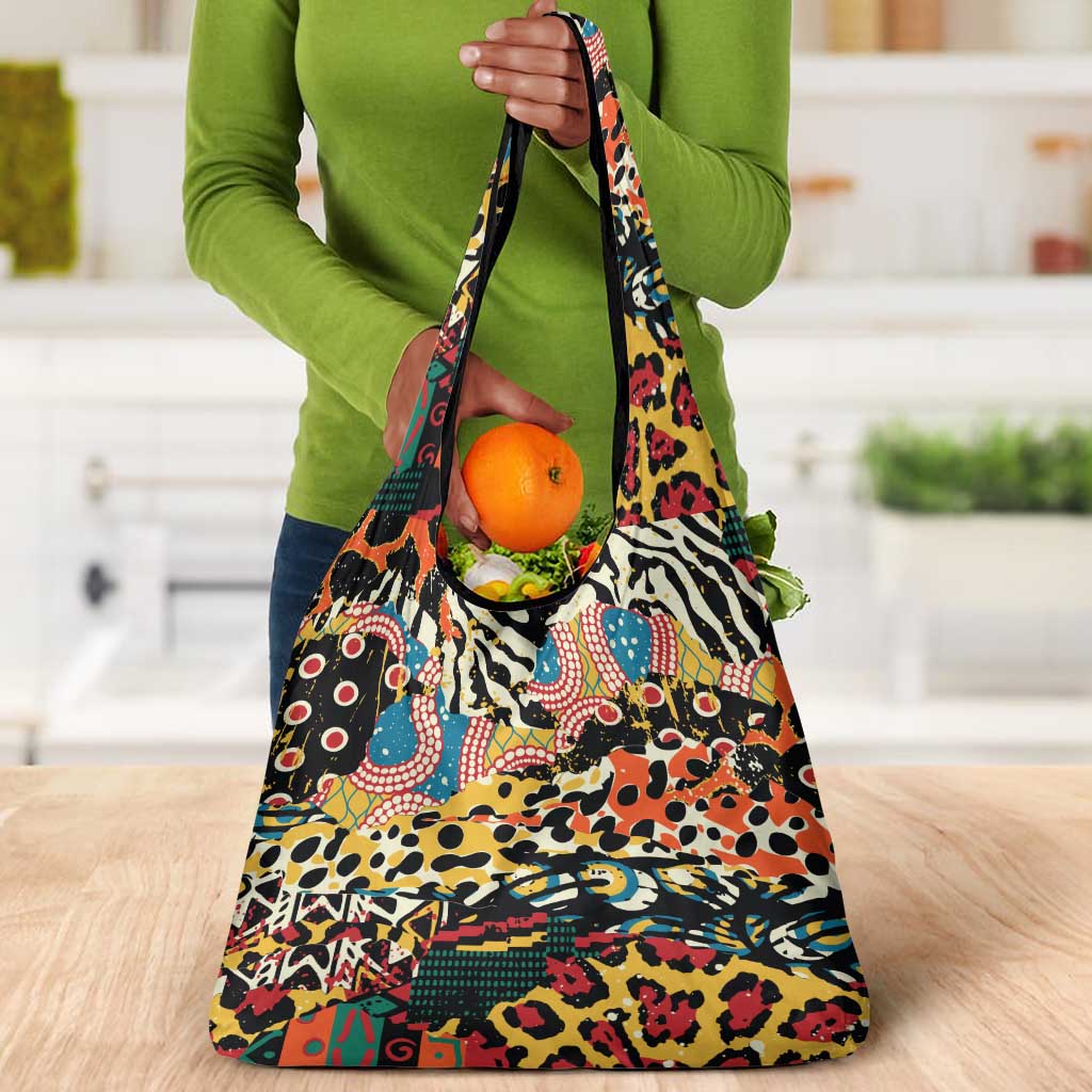 African Wildlife Grocery Bag Animal Pattern