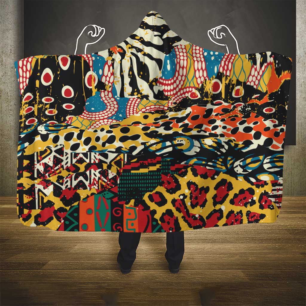 African Wildlife Hooded Blanket Animal Pattern