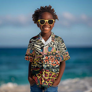 African Wildlife Kid Hawaiian Shirt Animal Pattern