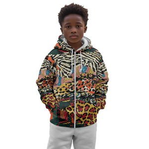 African Wildlife Kid Hoodie Animal Pattern