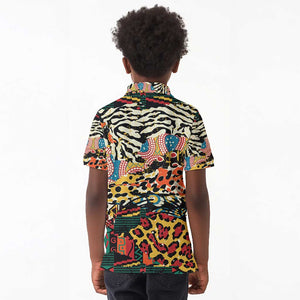 African Wildlife Kid Polo Shirt Animal Pattern