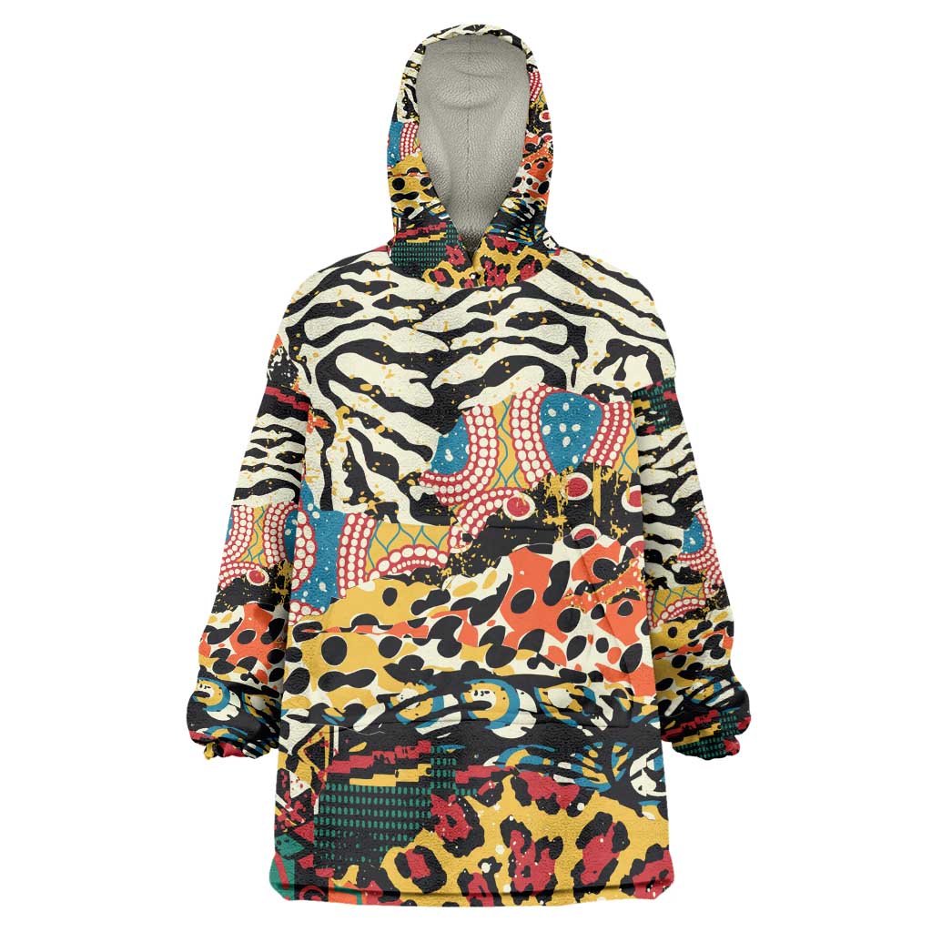 African Wildlife KId Wearable Blanket Hoodie Animal Pattern