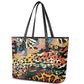 African Wildlife Leather Tote Bag Animal Pattern