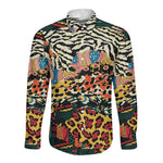 African Wildlife Long Sleeve Button Shirt Animal Pattern