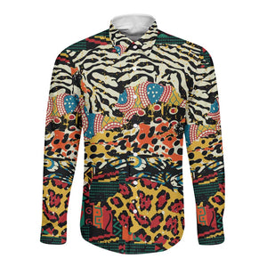 African Wildlife Long Sleeve Button Shirt Animal Pattern