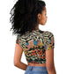 African Wildlife Raglan Cropped T shirt Animal Pattern