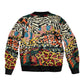 African Wildlife Sleeve Zip Bomber Jacket Animal Pattern
