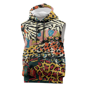 African Wildlife Sleeveless Hoodie Animal Pattern - African Pride