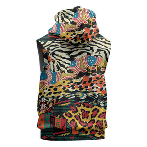 African Wildlife Sleeveless Hoodie Animal Pattern - African Pride