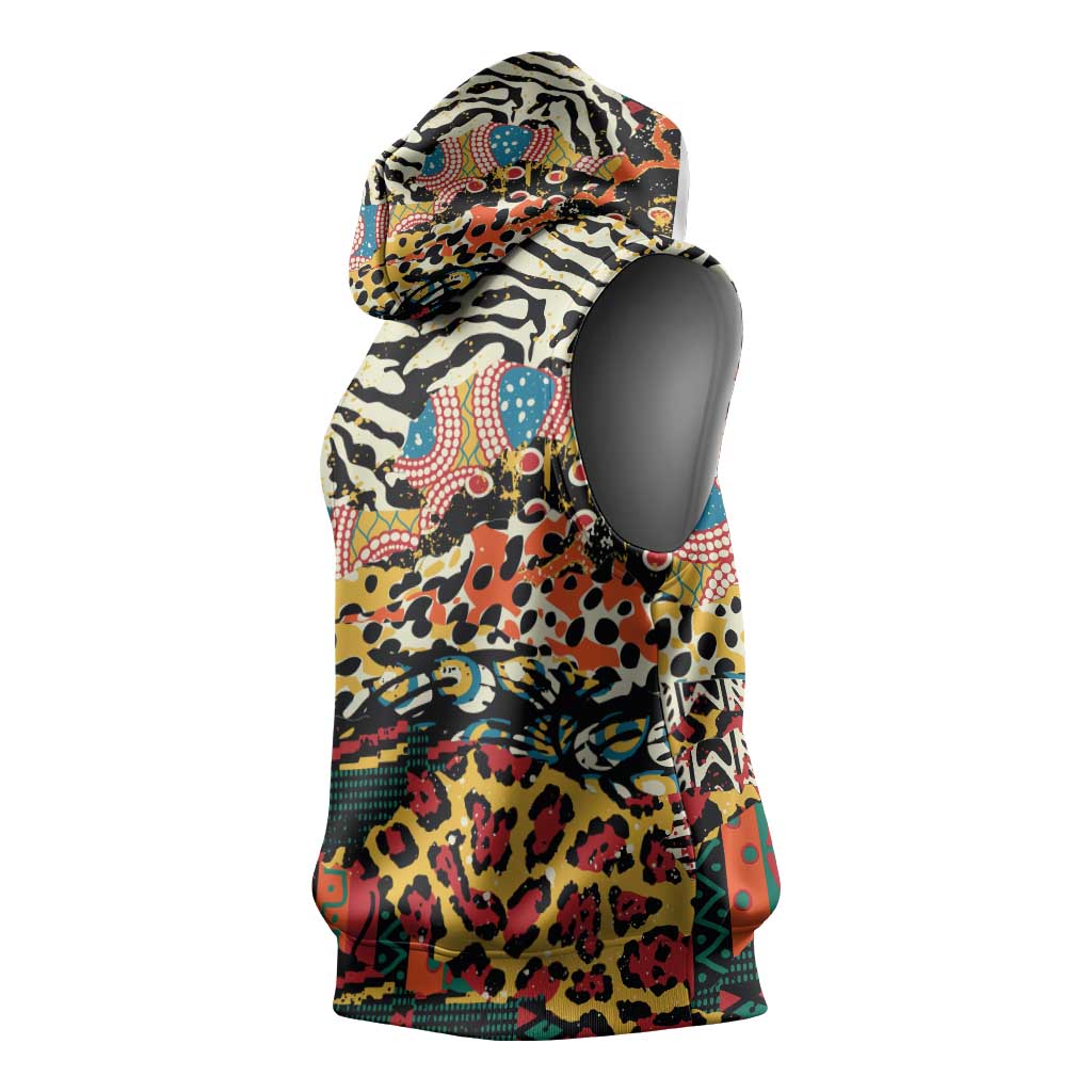 African Wildlife Sleeveless Hoodie Animal Pattern - African Pride