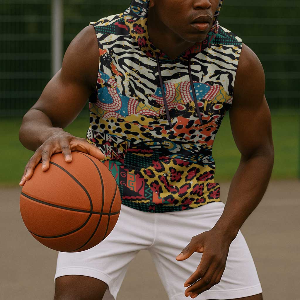 African Wildlife Sleeveless Hoodie Animal Pattern - African Pride