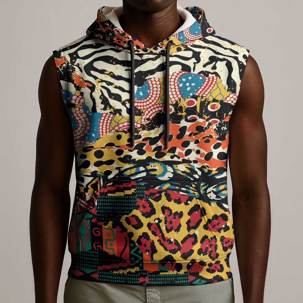 African Wildlife Sleeveless Hoodie Animal Pattern - African Pride