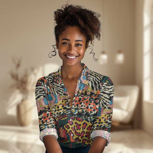 African Wildlife Women Casual Shirt Animal Pattern DT02