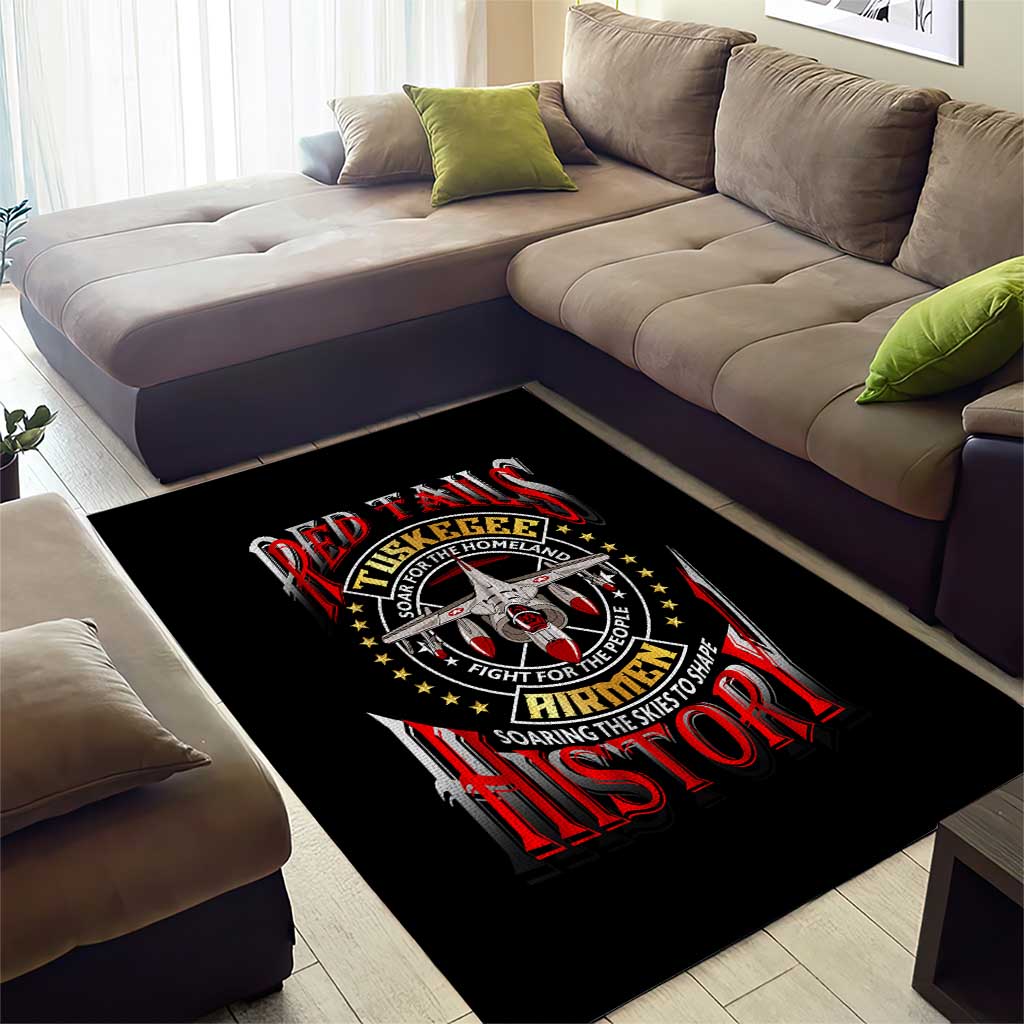 Red Tails Tuskegee Airmen Area Rug Black History Fighter Plane Patriotic Tribute - African Pride